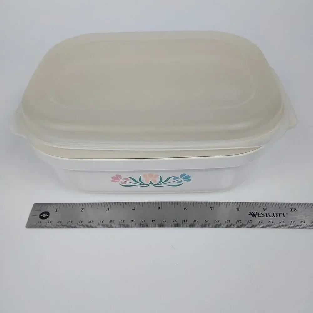 Anchor Hocking Vtg Floral 2.5 QT Casserole Dish With‎ Lid And Insert